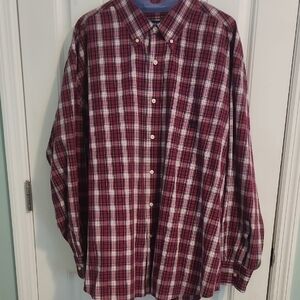 Chaps Red and White Casual Button Down Shirt (J22)